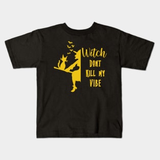 Witch Vibe Funny Cat Halloween Gag Gift Costume Kids T-Shirt